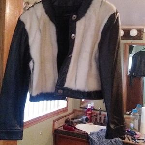 Leather and fur coat